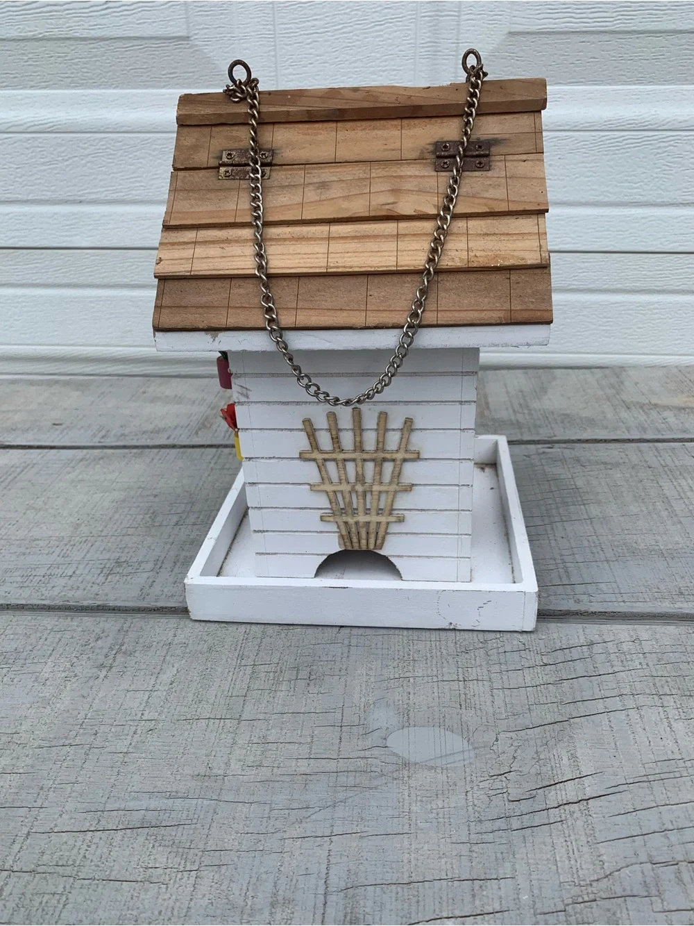 Home Bazaar Handcrafted Feeder Bird House-White Country Cottage Workshop/Garden